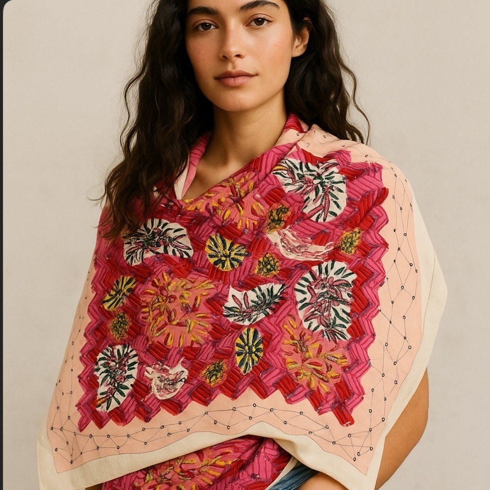 Zac Posen silk
Blend printed safety pin scarf